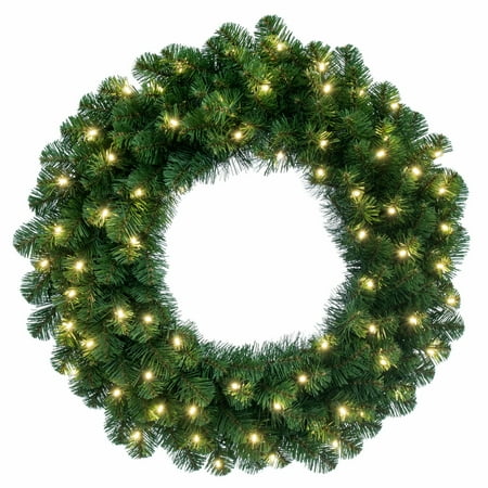 Vickerman 60 Oregon Fir Artificial Christmas Wreath Warm White Single Mold LED Wide Angle Lights