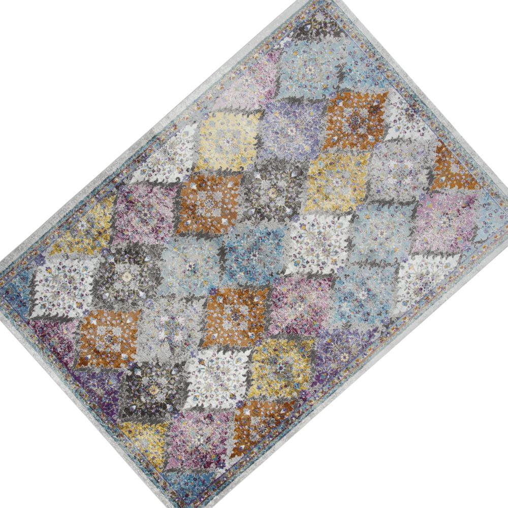 Rizzy Rugs Princeton Area Rug PRI108 Cream/Multi Curves Blocks 3' 11" x 5' 6" Rectangle