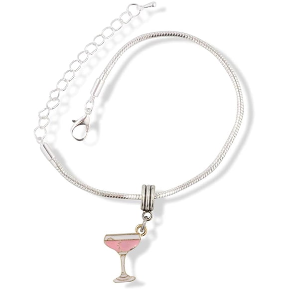 EPJ Bracelet Charme Cocktail Rose et Blanc sur Or