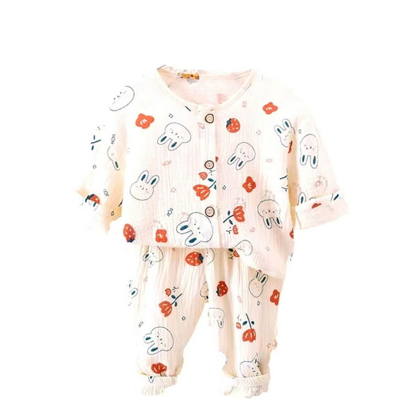 TZEWGL Chemise de Nuit pour Enfant Pyjama Dessin Animé Ensemble Mince Manches Longues Pyjama d'Été pour Nourrissons Taille 4-5T