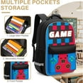 thumbnail image 3 of 3-in-1 Video Game Backpack for Children Teen Boys, Boys Gamer Backpack Set with Lunch Bag & Pencil Pouch - Big 16.5 inch School Bookbag for Middle Elementary College, 3 of 7