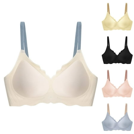 Special Discount: Womens Bras No Underwire  Sujetadores para mujer sin aros  Ladies Seamless Breathable Underwear Push-Up Soft Support Bra SOPATENOR Black L