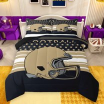Castle Fairy Football Print Boy Full Size Comforter Sets 3-Piece,Sport Rugby Bedding Comforter Set,USA Flag Lightweight Bedding Sets,Breathable Home Decor,Reversible