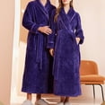 thumbnail image 5 of BLVB Womens Fleece Long Robe Soft Warm Bathrobe Full Length Fuzzy Plush Loungewear Belted Bathrobes with Pockets, 5 of 7