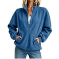 thumbnail image 2 of MLCDZ Women Corduroy Sweatshirt Casual Long Sleeve Collared Half Zip Pullover Lightweight Casual Loose Fit Comfortable Outdoor Sports Gym Tops, 2 of 6