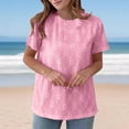 thumbnail image 2 of Liquidation! Hauts Grande Taille pour Femmes, Blouse à Manches Courtes d'Été pour Femmes, Haut Décontracté Uni à Col Rond et Manches Courtes pour Femmes, 2 of 5