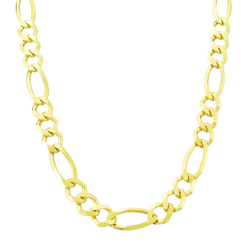 Nuragold 10k Yellow Gold Mens 9mm Solid Figaro Link Chain Pendant