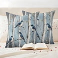 thumbnail image 3 of Teal Forest Birds Outdoor Waterproof Pillow Covers, Modern Oil Painting Art Decorative Square Throw Pillowcase Sofa Cushion Sham for Patio/Couch/Chair, 18"x18" 2 Pack, 3 of 8