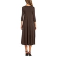 thumbnail image 3 of Nlife Women Round Neck 3/4 Sleeve Swing Midi Dress, 3 of 4