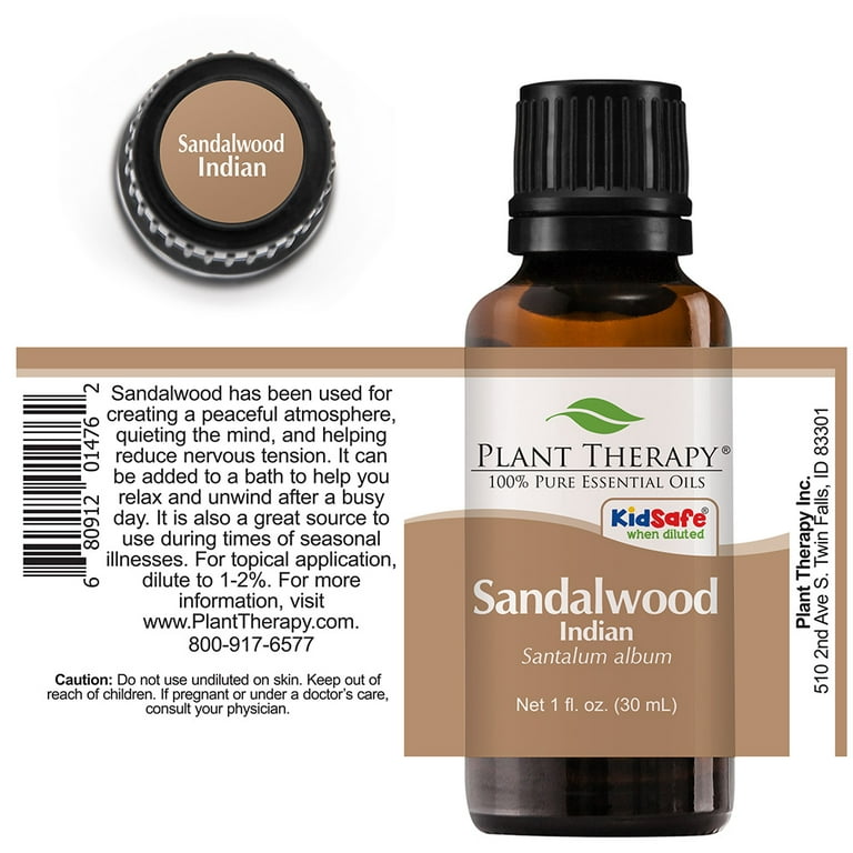 Plant Therapy Sandalwood Indian Essential Oil 5 mL (1/6 oz) 100% Pure,  Undiluted, Therapeutic Grade 