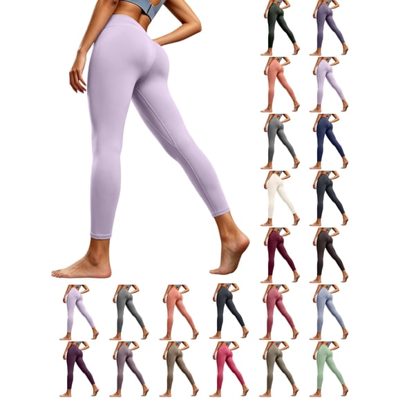 Womens Leggings Solid Color High Tight Waist Loose Workout Sports Yoga Athletic Leggings