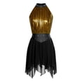 thumbnail image 3 of Xnihocha Women Contemporary Lyrical Dance Dress Halter Neck Sequins Leotard Mesh Tulle Dress Dancewear Black XL, 3 of 5