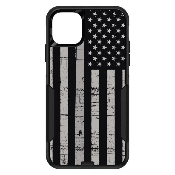 DistinctInk Custom SKIN / DECAL compatible with OtterBox Commuter for iPhone 11 (6.1" Screen) - Black Grey US Flag United States - Show Your Love of the United States of America
