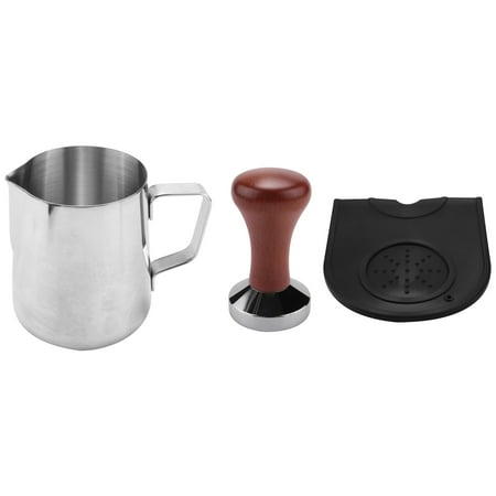 

51MM Steel Base Wooden Handle Tamper-Resistant Coffee Powder Hammer Coffee Accessories with 350Ml Pull Cup Coffee Color