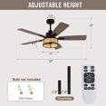 thumbnail image 6 of 52" Boho Ceiling Fans with Lights and Remote Control,Reversible Motor,5 Double Colour Blades,6-Speed Adjustable,Farmhouse Rattan Rustic Caged Ceiling Fan with Light for Living Room, Bedroom, 6 of 8