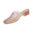 thumbnail image 2 of Clear Jelly Heel Sandals, Jelly Mesh Ballet Flats Clear Jelly Sandals Slip On Mule Slides Platform Heels Breathable - Trendy Walking Lightweight Running Beach Travel Cruise Vacation, Gold 5.5, 2 of 5