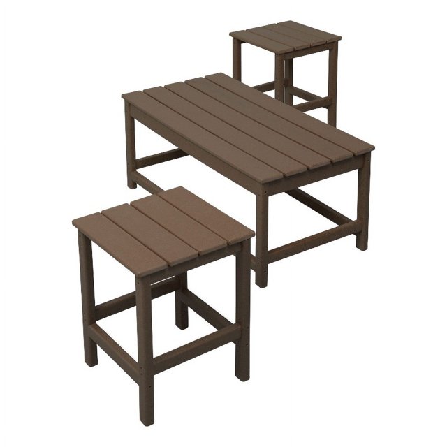 Paradise 3-Piece Set Outdoor Patio Adirondack Coffee Table and Square Side Table