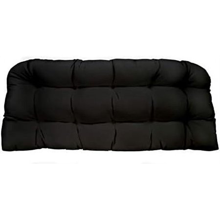 Indoor Outdoor Tufted Love Seat Wicker Cushion Patio Weather Resistant ~ Choose Color Size (Black  41  X 19 )