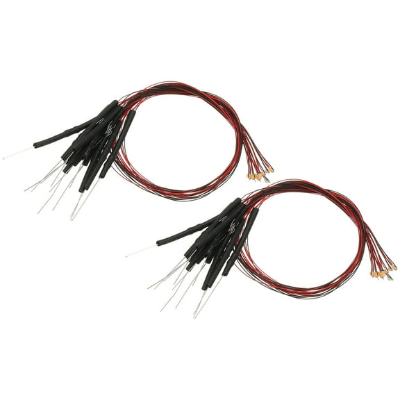 Uxcell 0805 Pre-Wired Micro LED, 24 Pcs 9-12V Pre-soldered Mini Light Emitting Diodes Surface Mount Device for Model, DIY, Science Projects, 9.8" Length, Pink