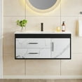 thumbnail image 6 of DEXTRUS 35.4" Bathroom Vanity Floating Wall Mounted Single With Door, Ceramic Sink Vessel and Stone Vanity Tabletop, Wood Base, 6 of 6