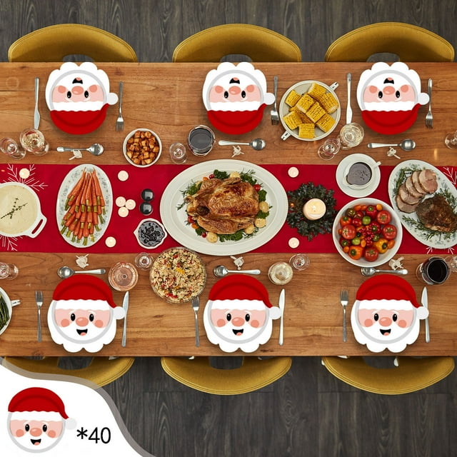 LSLJS Christmas Party Supplies Disposable 9-inch Plates 20pc Irregular-shaped Plates 40pc Paper Cup 40pc Tissue 20pc Tablecloth for Holiday Wedding Party Decor