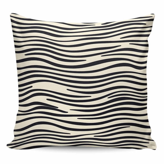 Throw Pillow Covers 24x24 Inch, Beige Black Stripe Decorative Pillow Cases for Couch Sofa Bed, Modern Abstract Art Lines Wave Cotton Linen Square Home Decor Pillowcases with Hidden Zipper