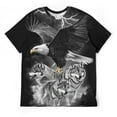 thumbnail image 5 of LAOLIUSN Men's Bald Eagle Wolf Graphic T-Shirt, Lightning 3D Print Short Sleeve Crewneck Tees, 5 of 7
