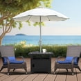 thumbnail image 4 of Outdoor Patio Umbrella Side Table with Umbrella Hole Small Wicker Coffee Table with Storage & 2 Weight Bags for Outside End Tables with Poly Lumber Top for Pool Deck Backyard Black, 4 of 8