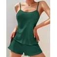 thumbnail image 2 of Ekouaer Womens Cami Pajama Sets 2 Piece Ribbed Knit PJs Soft Lingerie Sleeveless Tank Top and Shorts Camisole Lounge Set Brigth Green, 2 of 6