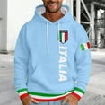 thumbnail image 2 of XIAOCHA Men's Drawstring Hoodie Italia Flag Graphic Long Sleeve Pullover Top, Light Blue, Sizes XXXXXXL, 2 of 4