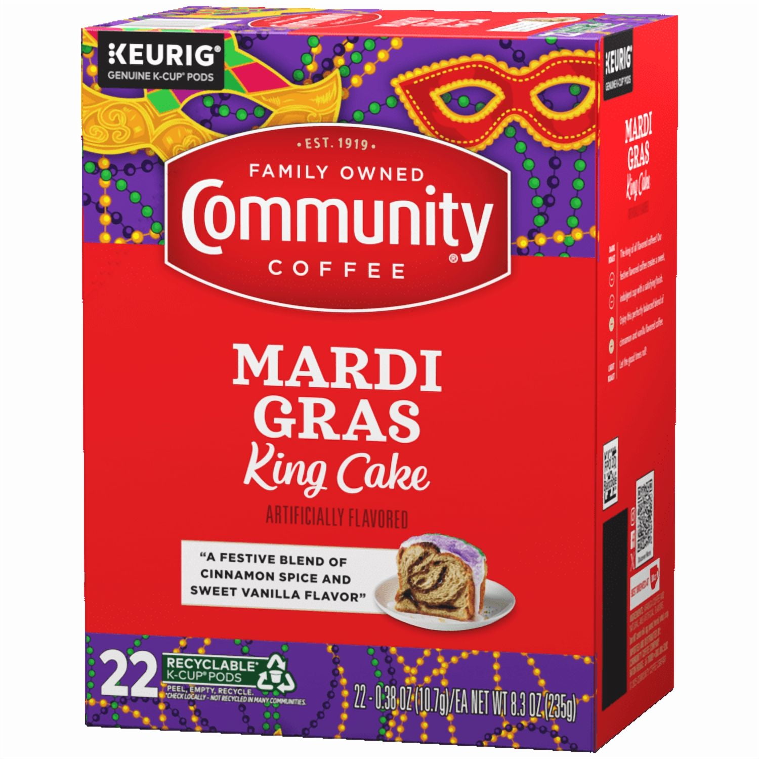 Community® Coffee Mardi Gras King Cake Coffee Single-Serve Cups 22 ct Box