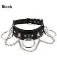 thumbnail image 2 of Punk Street Snap Nightclub PU Gargantilla de cuero Anillo de metal Cadena Collar Remaches Cinturón gótico, 2 of 8