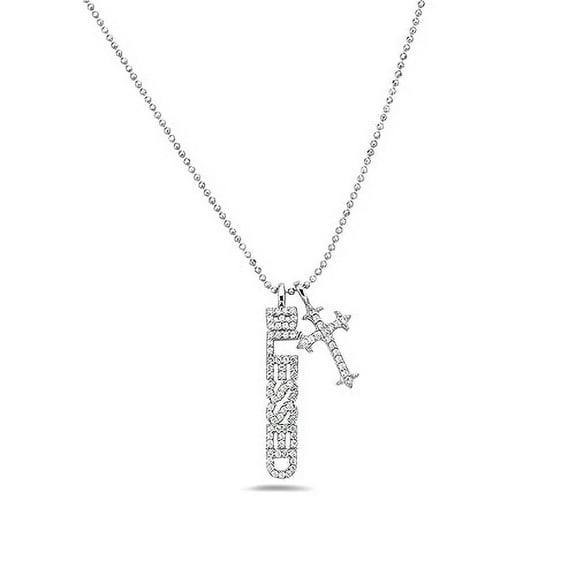My Daily Styles Sterling Silver Blessed Cross Cubic Zirconia Pendant Necklace, 16"-18" Adjustable Chain