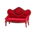 thumbnail image 4 of Sofá de casa de muñecas a escala 1:12, sofá de casa de muñecas, sofá de dos plazas, decoración de madera, escena del hogar, artesanía Rojo oscuro, 4 of 9
