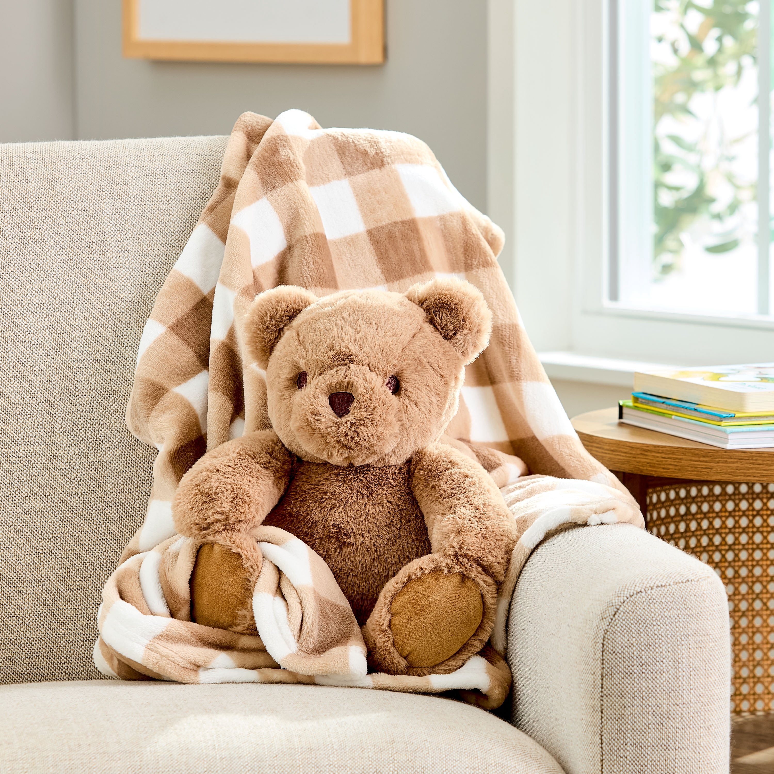 Parents Choice Baby Blanket and Bear Plush Toy Set, Brown, 2
