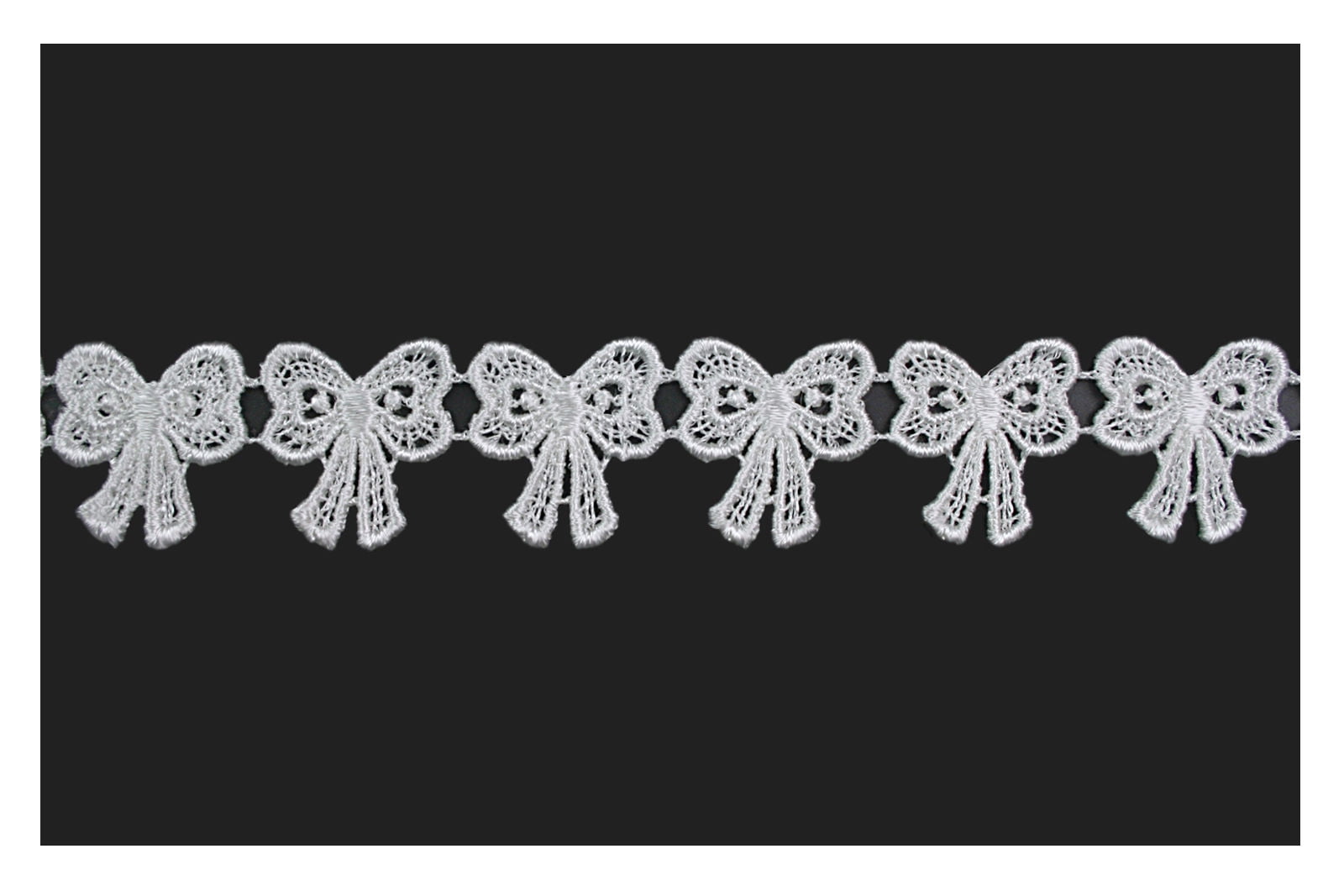 Lily 1" White Small Dainty Ribbon Bow Tie Cuttable Venise Lace Trim by Yardage