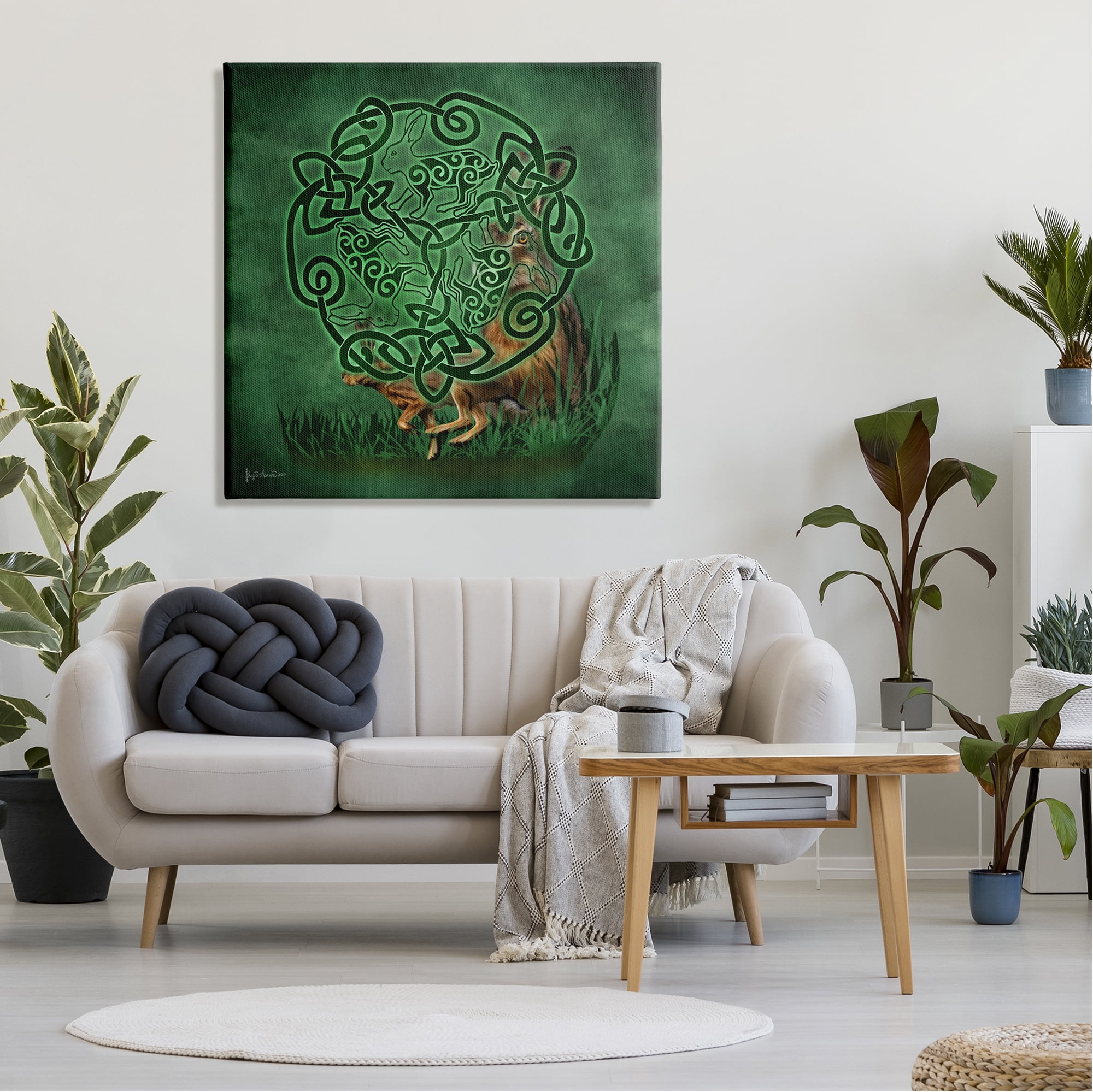 Stupell Industries Celtic Hare Fractal Animals & Insects Painting Gallery Wrapped Canvas Art Print Wall Art, 36 x 36