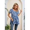 thumbnail image 4 of ENMAIN Women Plus Size Tunic Tops Short Sleeve Blouses Loose Fit Dressy Casual Summer Shirts Blue 3XL, 4 of 8