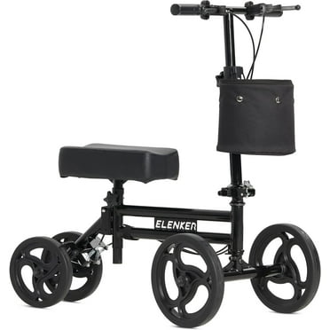 Elenker Steerable Knee Walker Deluxe Medical Scooter for Foot Injuries Compact Crutches Alternative Black