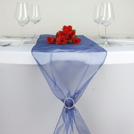 

BalsaCircle 14 x 108 Navy Blue Organza Table Top Runner Wedding Decorations