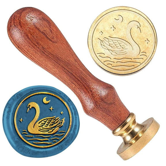 1" Swan Wax Seal Stamp Retro Sealing Stamps Removable Brass Head Seal Stamp with Wooden Handle Sealing Wax for Envelope Greeting Card Letter DIY