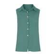 thumbnail image 4 of Aoiroe Women's Linen Blouse V Neck Sleeveless Shirt,Ladies Summer Trendy Work Shirt Loose Fit Fall Fashion Clothes Trendy 2026 Fall Fashion Outfits Clothes Summer Casual Tunic Blouse Blackish Green L, 4 of 4