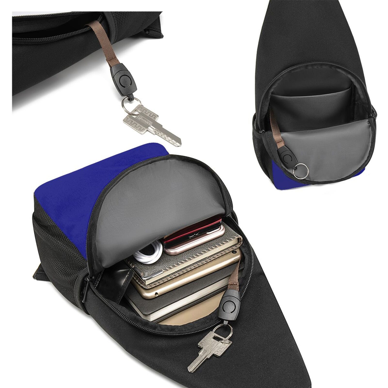 Xecao's Navy Print Sling Bag: A Versatile Chest, Shoulder, and Crossbody Backpack for Casual Days Out, Perfect for Both Men and Women