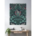 thumbnail image 2 of Whimsical Woodland Damask Teal And Pink Poster Wall Art, Modern Wall Decor For Living Room Bedroom, 16x24 UNFRAMED, 2 of 3