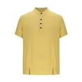 thumbnail image 5 of Mens Cotton Linen T-Shirts, Summer Tops for Men Big & Tall Casual Vintage Solid Color Button Up Dressy Blouses M-3XL, 5 of 5