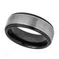thumbnail image 2 of 2-Tone Brushed Tungsten Ring - 8mm Black IP Comfort Fit Tungsten Carbide Anniversary Ring, 2 of 5