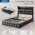 thumbnail image 1 of Kojooin Bed Frame with Headboard and 2 Storage Drawers, Upholstered Bed with LED Light and Charging Socket, 1 of 9