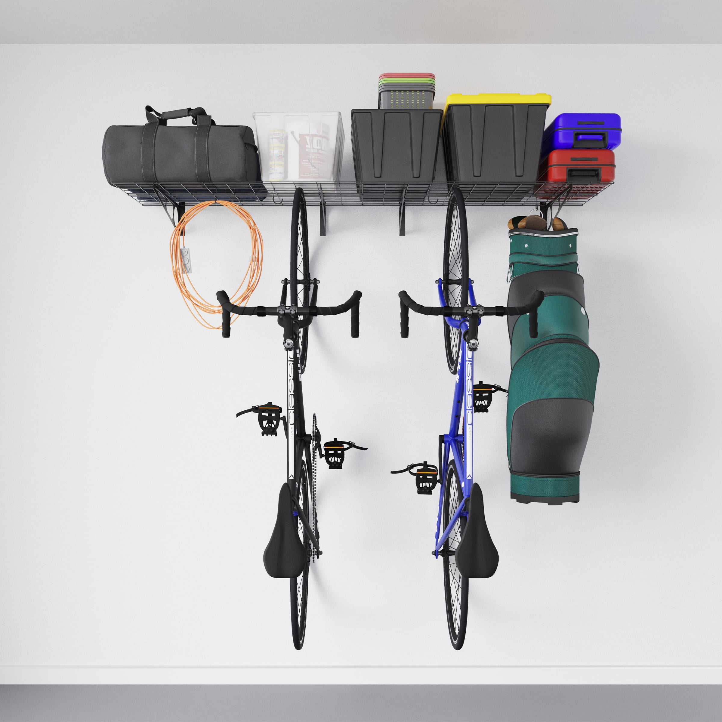 RAD Sportz Bicycle Storage Hooks Garage Shelves, Easy Installation, Plain, 2-Pack, Black