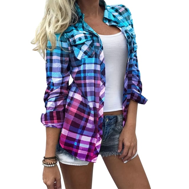 Camisas a cuadros para mujer, camisas a cuadros para mujer, camisas casuales a cuadros para mujer, blusas a cuadros para mujer, confiables y duraderas