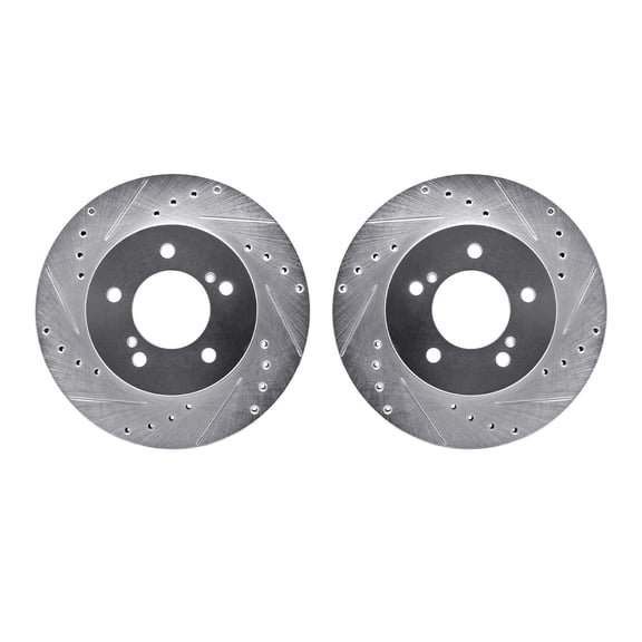 Dynamic Friction Company Front Brake Rotors-Drilled and Slotted-Silver 7002-67015